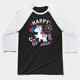 Happy 4th of July With Funny Unicorn Baseball T-Shirt